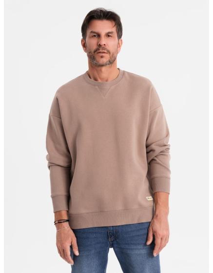 Klasszikus unisex pulóver kerek nyakkivágással - barna V16 OU-SNBC-0104