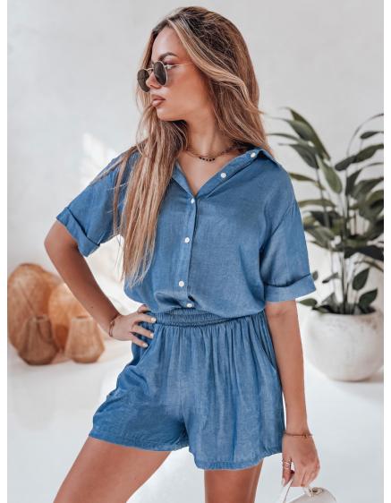 Dámská plátěná souprava oversize LINEN LOVE tmavě modrá