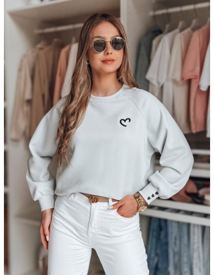 Dámska oversize mikina s výšivkou srdiečok MONLOVE modrá