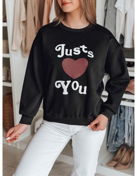 Dámska oversize mikina s potlačou JUST LOVE YOU čierna