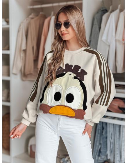 Dámska oversize mikina s nášivkami CUTE MAKEX béžová