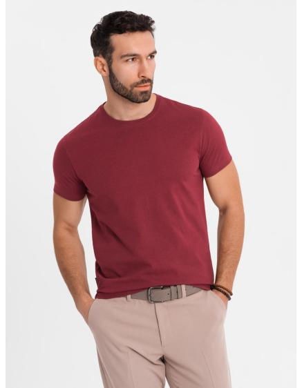 Klasické pánske bavlnené tričko BASIC - bordové V16 OM-TSBS-0236