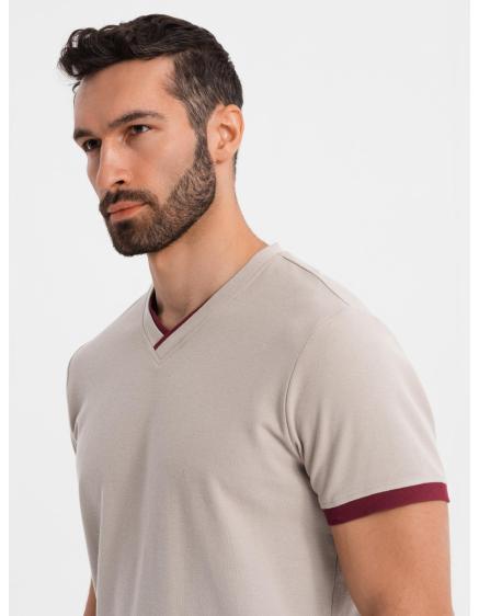 Klasické pánske bavlnené tričko BASIC - tmavomodré V2 OM-TSBS-0236