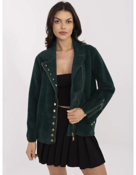 Tmavě zelená bunda z alpaka s příměsí vlny