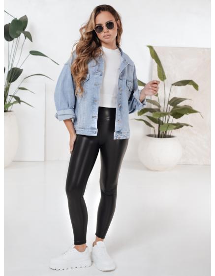 Női öko-bőr leggings, fekete