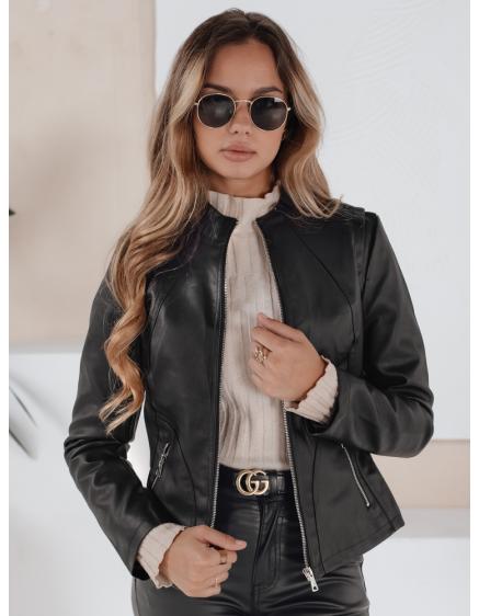 Dámská koženková bunda ve stylu ramones, černá