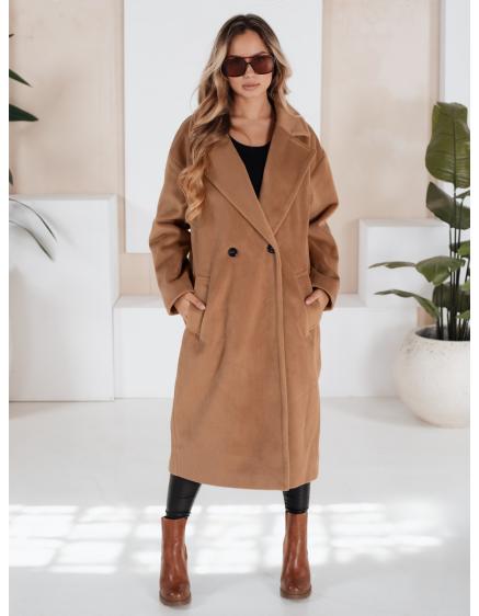 Dámský přechodný kabát oversize hnědý