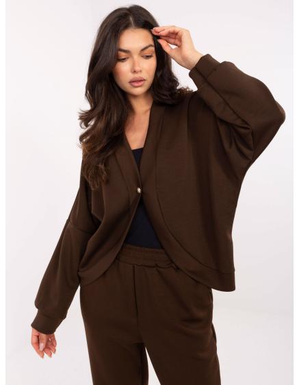 Tmavě hnědý komplet s oversize kardiganem RUE PARIS