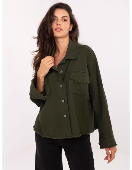 Khaki  džínová bunda oversize střihu RUE PARIS