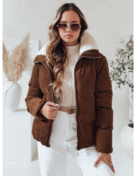 Dámska zimná bunda z manšestru TRENDYGLAM hnedá