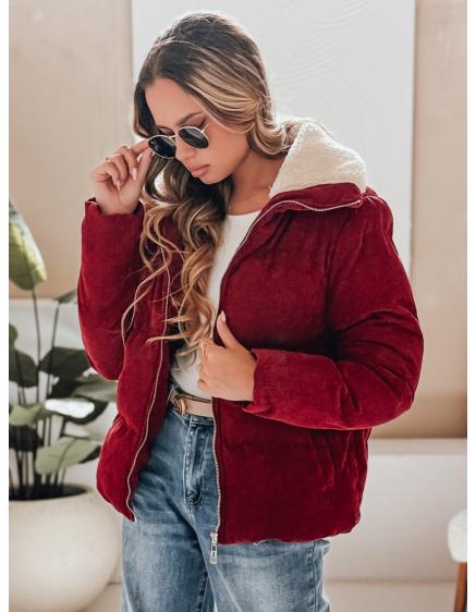 Dámska zimná bunda TRENDYGLAM z manšestru, bordová