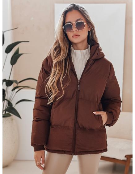 Dámská bunda MISSFROST prošívaná s kapucí hnědá
