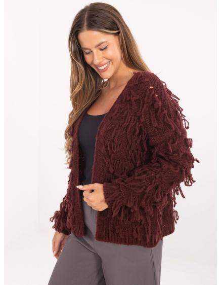Burgundský kardigán v štýle boho RUE PARIS