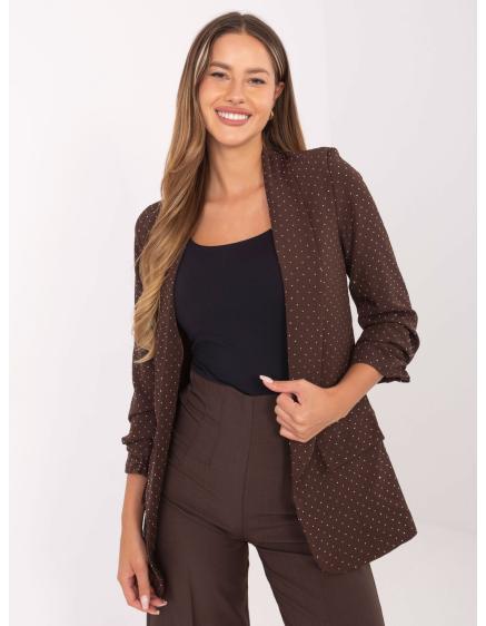 Hnedá elegantná bunda s kamienkami