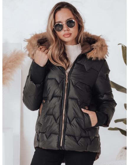 Dámska prešívaná zimná bunda SNOWMISS, čierna s kapucňou