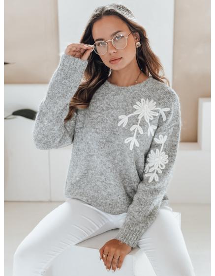 Dámska mikina s kvetinovou aplikáciou GIRLHERBAL, sivá