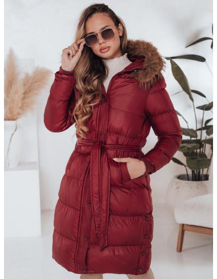 Dámská zimní bunda prošívaná s kožešinou STYLEBELLA červená