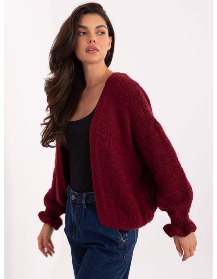 Burgundský dámsky oversized kardigán RUE PARIS