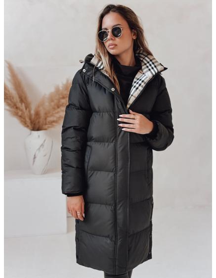 Dámska dlhá prešívaná zimná bunda s kapucňou WINTERMISS, čierna