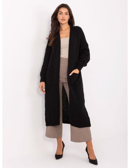 Černý jednobarevný kardigan oversize střihu