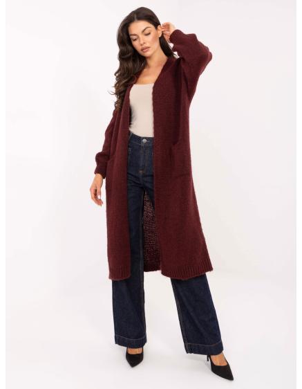 Bordový dlouhý kardigan oversize střihu