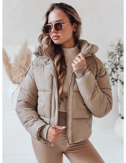 Dámska prešívaná zimná bunda SNOWLIKE s kapucňou, svetlo béžová
