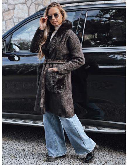 Dámský kabát s kožešinou černý