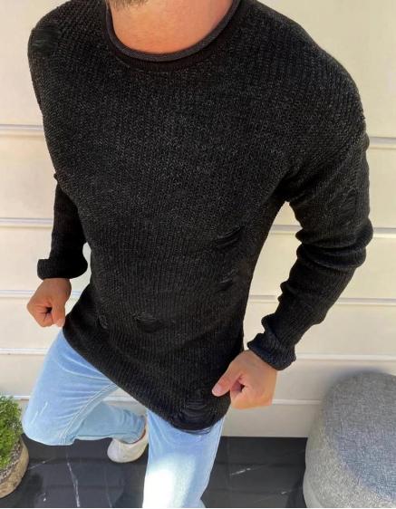 Pánsky sveter so šnúrkou Black