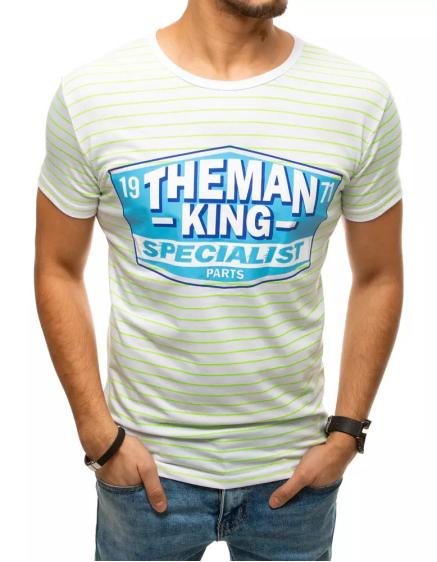 Pánske tričko king s pruhmi bielo-zelené rx4396