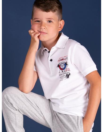 TOMMY LIFE Fehér fiú pólóing