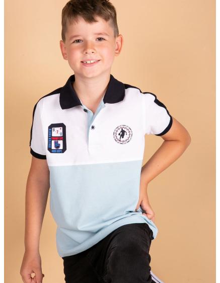 TOMMY LIFE Chlapčenské bavlnené polo tričko svetlomodrej farby