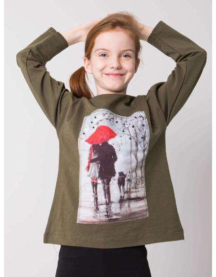 Khaki blúz lányoknak applikációval