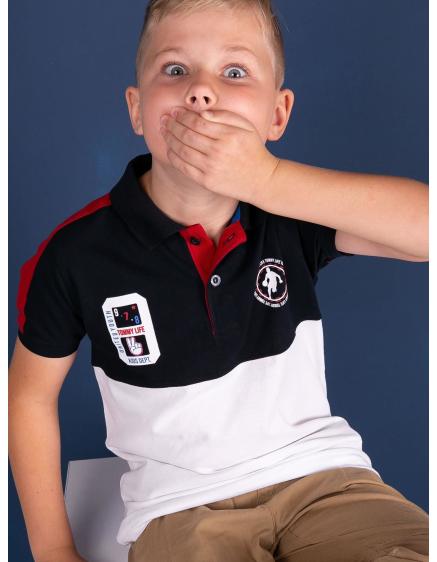 Chlapecké polo tričko TOMMY LIFE z tmavě modré a bílé bavlny