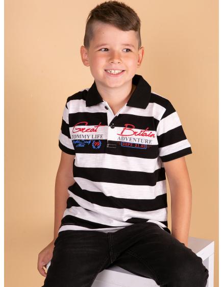 Černobílé chlapecké polo tričko TOMMY LIFE