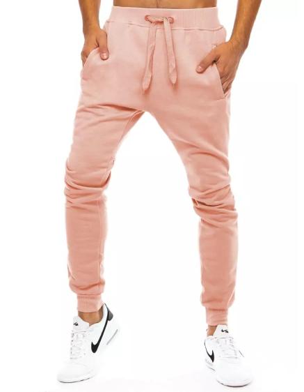 Pánske športové tepláky bez potlače CORO pink