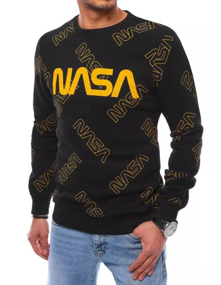 Férfi kapucnis pulóver NASA nyomtatással fekete