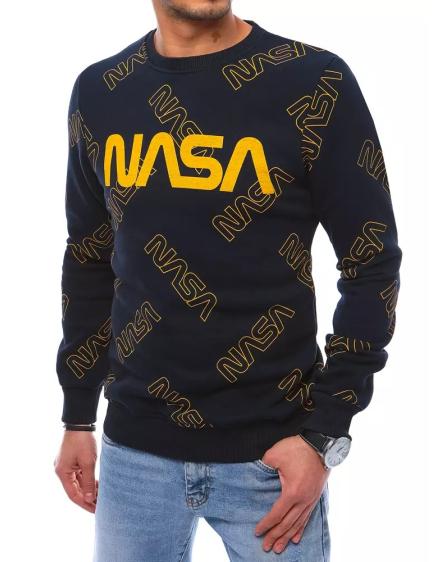 Pánska mikina s potlačou NASA tmavo modrá
