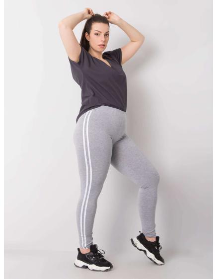 Dámske plus size legíny z melanžovej bavlny MILLIE sivé