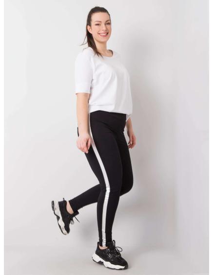 Dámske legíny s pruhmi plus size CHARLOTTA čierno-strieborné