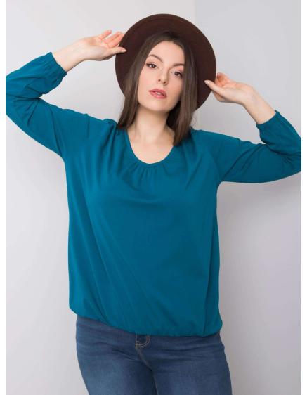 Dámska bavlnená blúzka s dlhým rukávom plus size HAILEY modrá