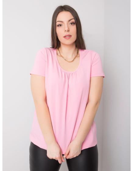 Pruhovaný bavlnený top plus size CELESTE svetloružový