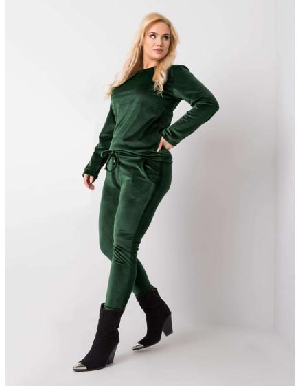 Dámsky plus size velúrový set JEANNE tmavo zelený