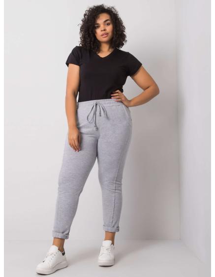 Dámske melanžové plus size tepláky ALVA sivé