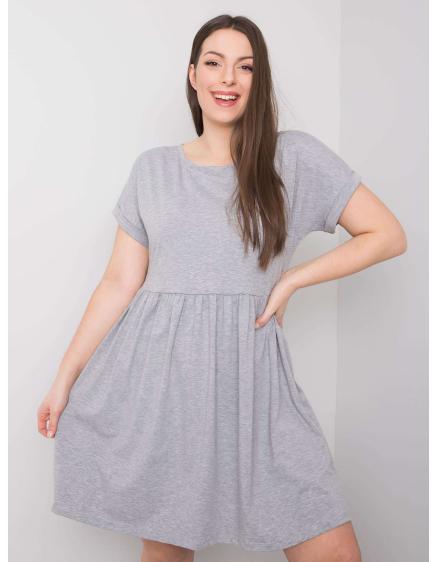 Dámske plus size šaty s krátkym rukávom MOLLY sivé