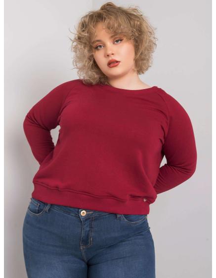 Dámska plus size bavlnená mikina DONNA bordová