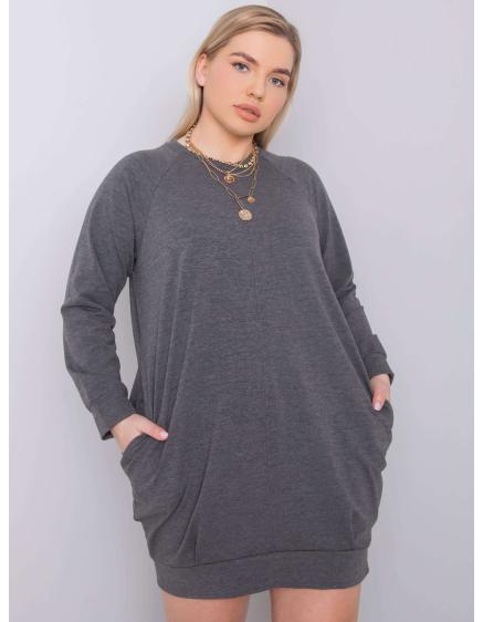 Dámske plus size melanžové šaty ARIADNE tmavo šedé
