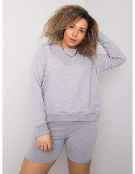 Dámska plus size bavlnená mikina s kapucňou DONNA sivá