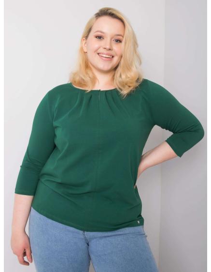 Dámska plus size bavlnená blúzka JODIE tmavozelená
