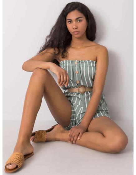 Női Jumpsuit Soledad RUE PARIS zöld és fehér