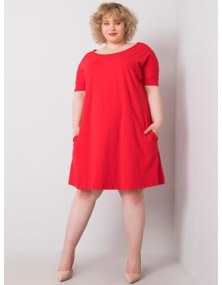 Dámske šaty s krátkym rukávom plus size BELLAMY červené